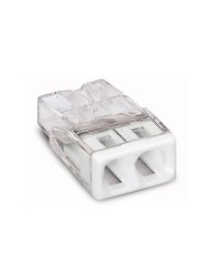 Conector rápido 2 conductores rígidos, ø maximo 2,5 mm², transparente / blanca 4050821027843 63140 WAGO