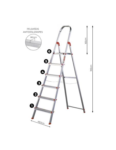 Escalera unica 6 peldaños 122 cm 8420812958085 87095 ROLSER