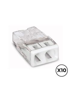 Conector rápido 2 conductores rígidos, ø maximo 2,5 mm², transparente / blanca. contiene 10 unidades 8434259012842 E63140 WAGO