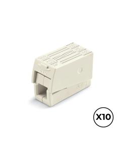 Conector rápido en linea presilla 3 conductores, 2 rígidos + 1 rígido, semirígido o flexible ø máximo 2,5 mm², blanco. contiene 