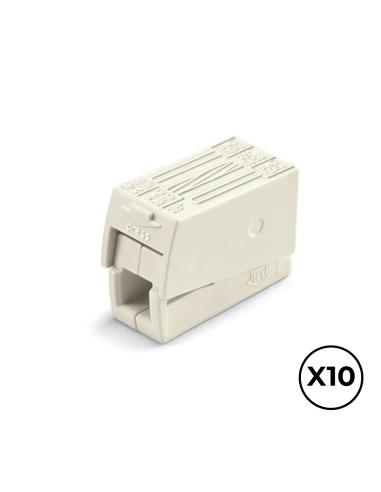 Conector rápido en linea presilla 3 conductores, 2 rígidos + 1 rígido, semirígido o flexible ø máximo 2,5 mm², blanco. contiene 