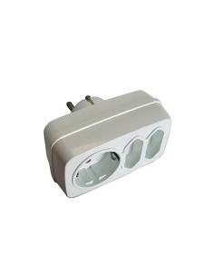 Multiconector triple mixto: 2 x 2p (10 a) + 2p + t (16 a) 250 v blanco (retractilado) 8422398802776 40261 BF