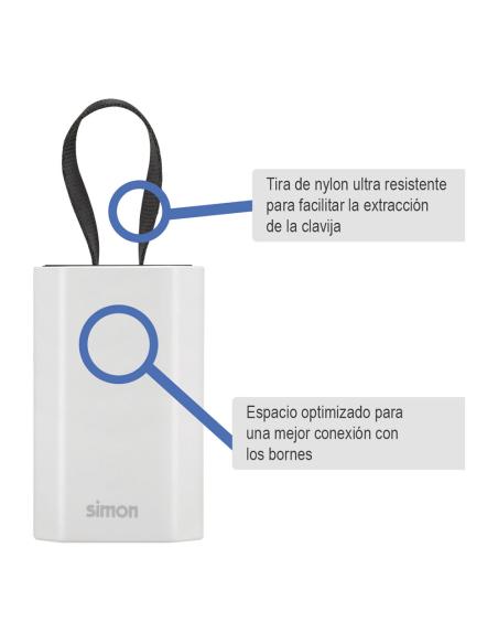 Base móvil 2p+tt schuko salida frontal 10 a 250 v~ facil extraccion blanca 8412852959047 41223 SIMON