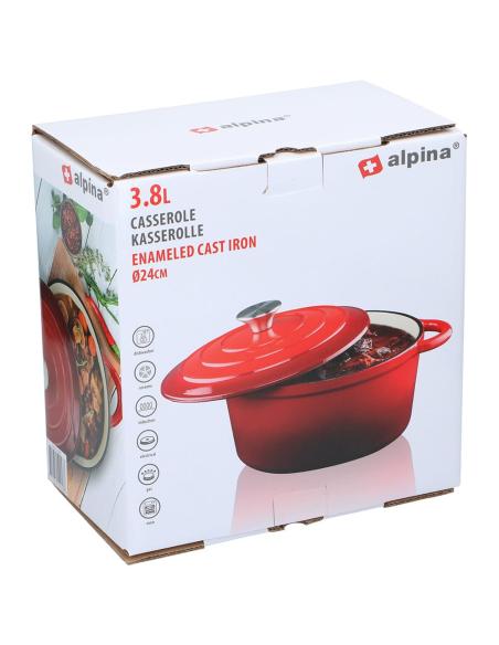 Cacerola de hierro fundido esmaltado color rojo 3,8 l, ø24 x 11,8 cm 8711252502533 29040 ALPINA