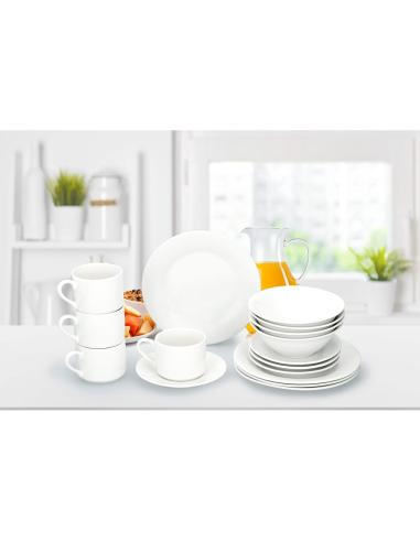 Vajilla desayuno blanca cerámica 16 piezas 8711252160337 29041 ALPINA