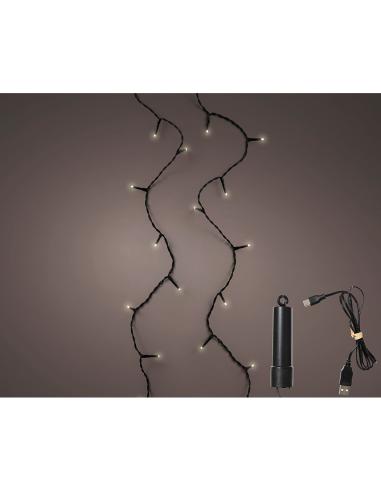 Guirnalda led multifunción con bateria 100 leds multicolor con cable negro exterior 7,4 m 8720725223943 72738 LUMINEO