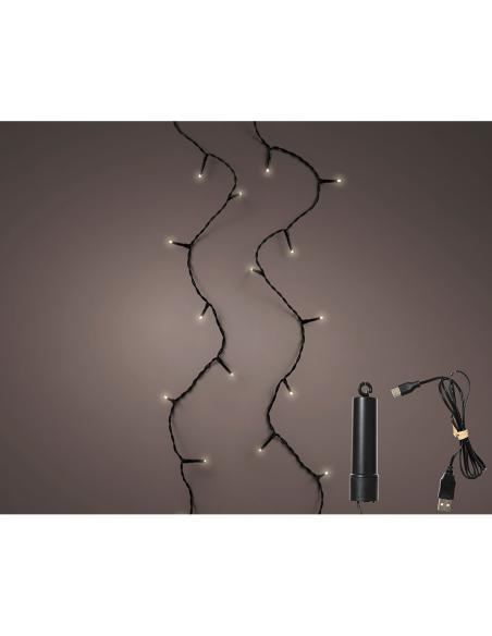 Guirnalda led multifunción con bateria 100 leds multicolor con cable negro exterior 7,4 m 8720725223943 72738 LUMINEO
