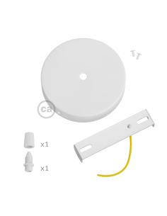 Kit florón metal ø120 x 25 mm, agujero central de 10 mm, con prensaestopa plástico, blanco mate 8057730819251 44341 CREATIVE