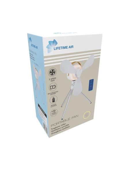 Ventilador recargable de mesa usb, con aspas, 4 velocidades con mando 8711252333045 33012 LIFETIME AIR