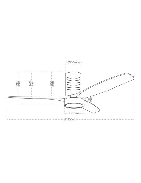 Ventilador de techo efecto madera luz led 3000/4000/6000k kara edm 8425998338256 33825 EDM