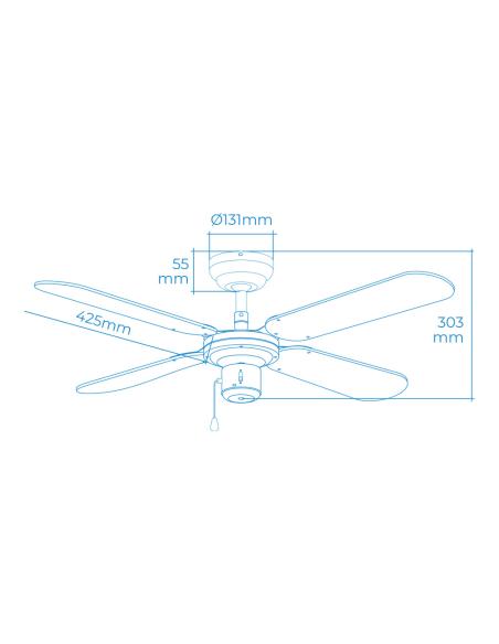 Ventilador de techo modelo baltico. color blanco. potencia: 50w aspas: ø102cm edm 8425998338027 33802 EDM