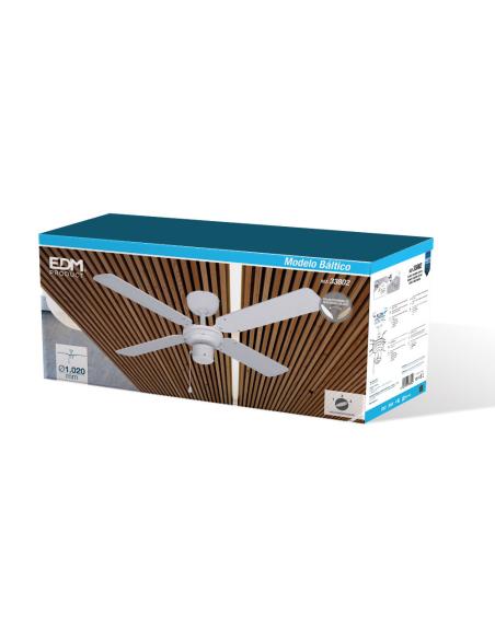 Ventilador de techo modelo baltico. color blanco. potencia: 50w aspas: ø102cm edm 8425998338027 33802 EDM