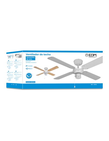 Ventilador de techo modelo baltico. color blanco. potencia: 50w aspas: ø102cm edm 8425998338027 33802 EDM