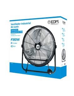 Ventilador industrial de suelo, con ruedas. color negro. potencia: 180w aspas: ø60x70cm edm 8425998339338 33933 EDM 2