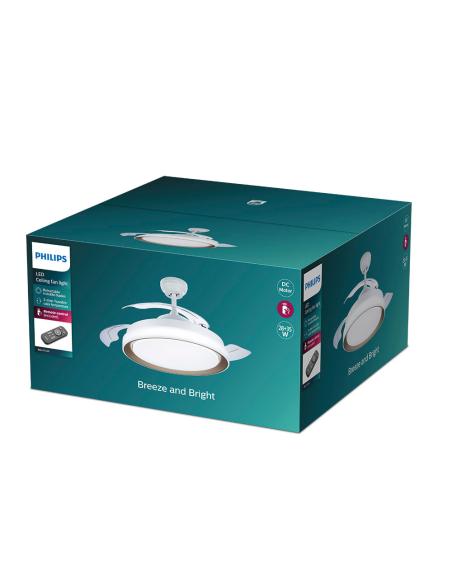 Ventilador de techo de led modelo atlas. color dorado. potencia: 28+35w aspas: ø106cm con mando a distancia philips 871951440853