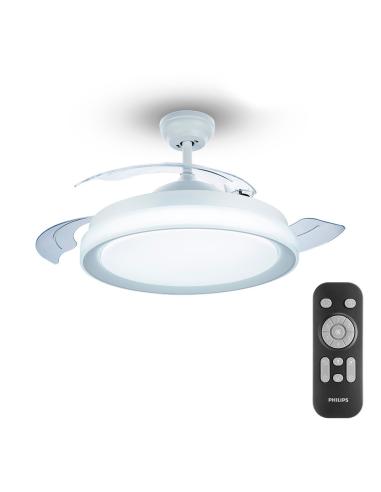 Ventilador de techo de led modelo atlas. color blanco. potencia: 28+35w aspas: ø106cm con mando a distancia philips 871951440849