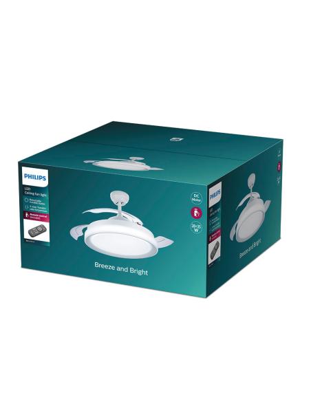 Ventilador de techo de led modelo atlas. color blanco. potencia: 28+35w aspas: ø106cm con mando a distancia philips 871951440849