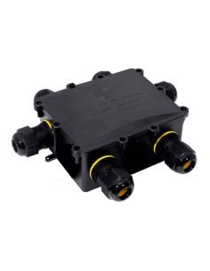 Caja de empalmes aerea para exterior estanca con 6 prensaestopas ip68 para exterior 13,5x11,5x4,7cm black series solera (retract