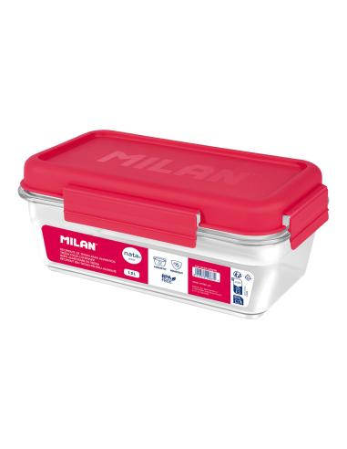 Fiambrera de tritán hermética rectangular 1,2 l nata® 624 rosa 8411574106630 78851 MILAN