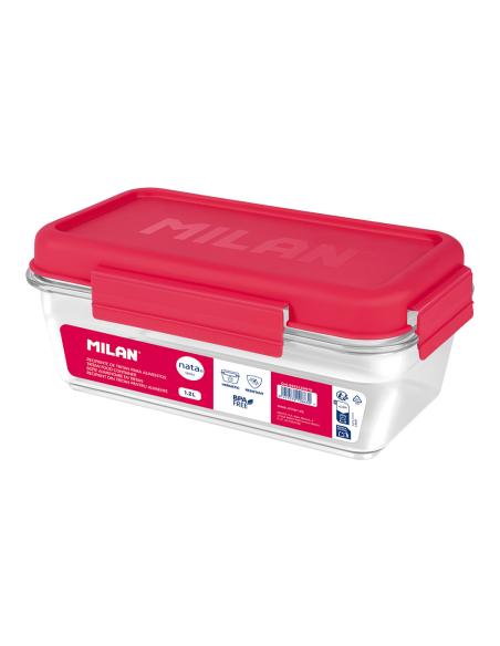 Fiambrera de tritán hermética rectangular 1,2 l nata® 624 rosa 8411574106630 78851 MILAN