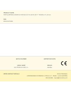 Portalámparas cerámico vintage e27 4 a 100 w 250 v~ color efecto madera, ø47 x 59 mm 8435151076482 44152 F-LINE 2