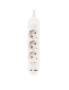 Prolongador con 3 tomas 2p+t schuko, con interruptor, 2 usb a + c, 16 a 250 v, cable h05vv-f, 3g1,5mm² de 1,5 m, blanco 84259984 2