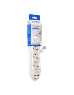 Prolongador con 4 tomas 2 p+t schuko, con interruptor, 2 usb a + c, 16 a 250 v, cable h05vv-f, 3g1,5mm² de 1,5 m, blanco 8425998