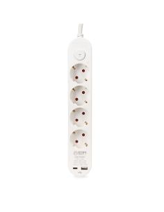 Prolongador con 4 tomas 2 p+t schuko, con interruptor, 2 usb a + c, 16 a 250 v, cable h05vv-f, 3g1,5mm² de 1,5 m, blanco 8425998 2
