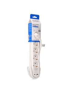 Prolongador con 5 tomas 2p+t schuko, con interruptor, 2 usb a + c, 16 a 250 v, cable h05vv-f, 3g1,5mm² de 1,5 m, blanco 84259984