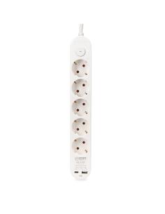 Prolongador con 5 tomas 2p+t schuko, con interruptor, 2 usb a + c, 16 a 250 v, cable h05vv-f, 3g1,5mm² de 1,5 m, blanco 84259984 2