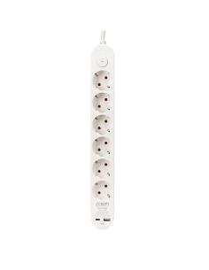 Prolongador con 6 tomas 2 p+t schuko, con interruptor, 2 usb a + c, 16 a 250 v, cable h05vv-f, 3g1,5mm² de 1,5 m, blanco 8425998 2