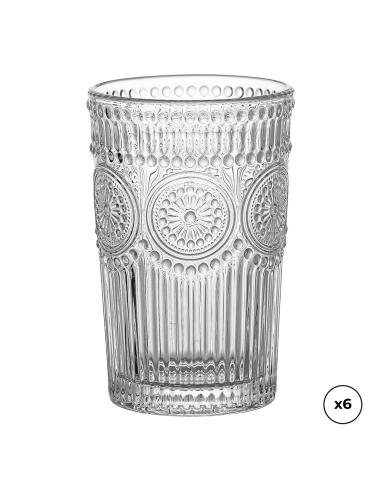 Vaso de cristal con relieve 330 ml, 6 uds 8434504118190 78982 OVENZA