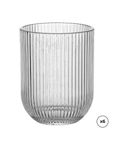 Vaso de cristal con rayas en relieve 260 ml, 6 uds 8434504118206 78983 OVENZA