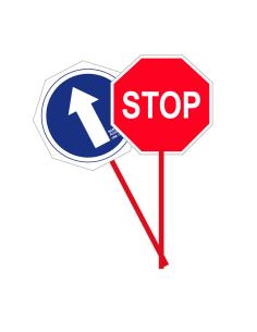 Paleta manual de señalización a dos caras con stop y sentido obligatorio, pvc 2 mm, ø 30 cm 8426583904856 09102 NMZ