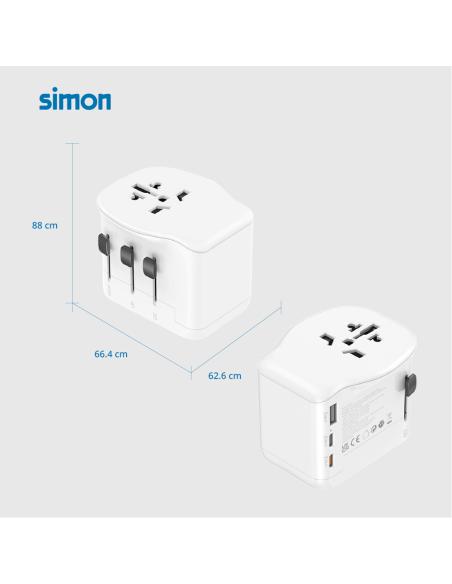 Adaptador viaje universal + 3 usb (1a+2c) 65 w 8412852982045 40092 SIMON