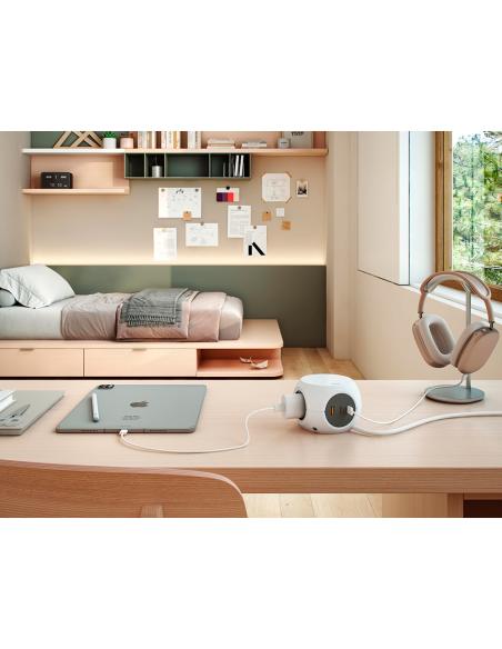 Base múltiple combiball con 3 tomas schuko 16 a + 1 usb a + 2 usb c, 30 w, blanca 8412852983554 41038 SIMON