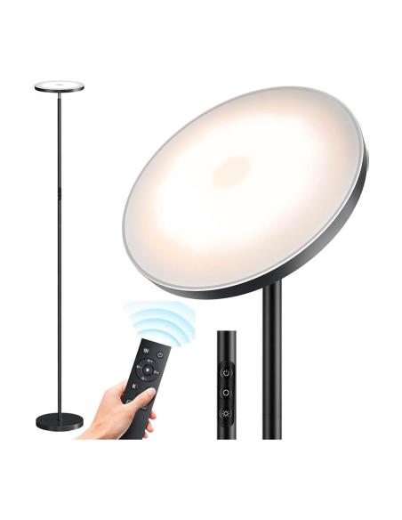 Lámpara de pie led dencel, 24 w, 3cct, dim, 2200 lm, negra, ø25 x 175 cm 8435775602814 30218 CRISTALRECORD