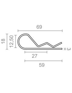 Pasador ps14 forma r, 3 mm, galvanizado, blister 2 uds 8425998863703 86370 EDM 2
