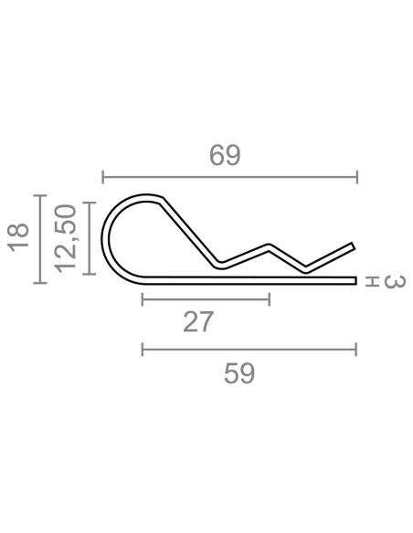 Pasador ps14 forma r, 3 mm, galvanizado, blister 2 uds 8425998863703 86370 EDM