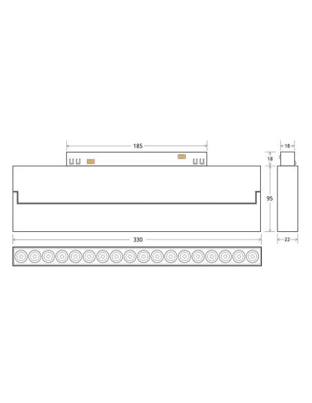 RAIL FOLDING 330mm, 18W