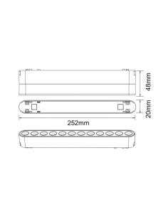 Foco carril SNOW SLIM 252mm Basculante 48V, 12W, 24º, negro 2