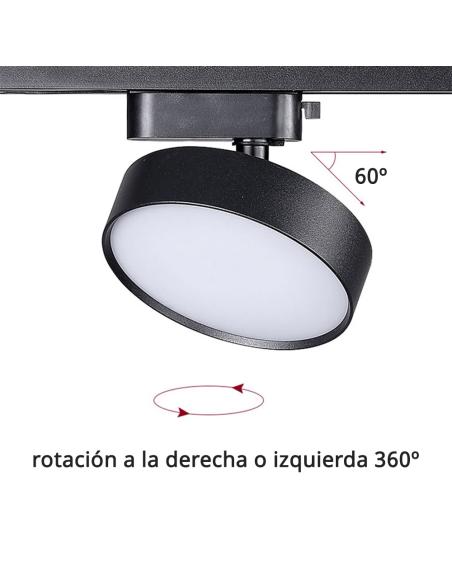 Foco LED KAST carril monofásico, 24W, negro