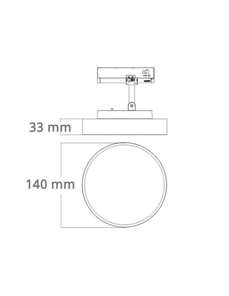 Foco LED KAST carril monofásico, 24W, negro