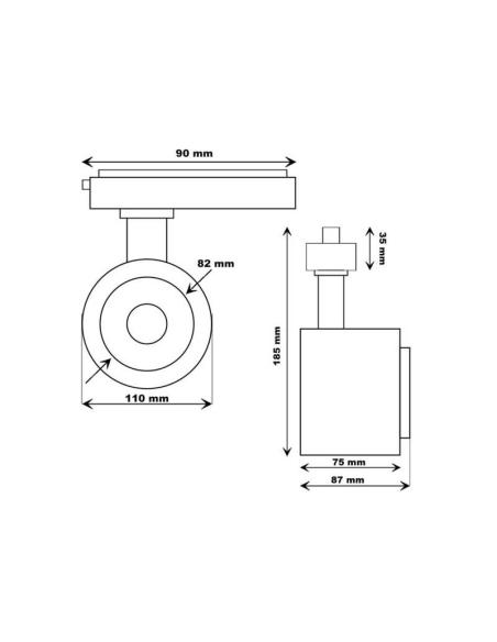 Foco carril Monofásico ROMA, 40W-34W, negro, regulable 24º-60º, UGR13, CCT