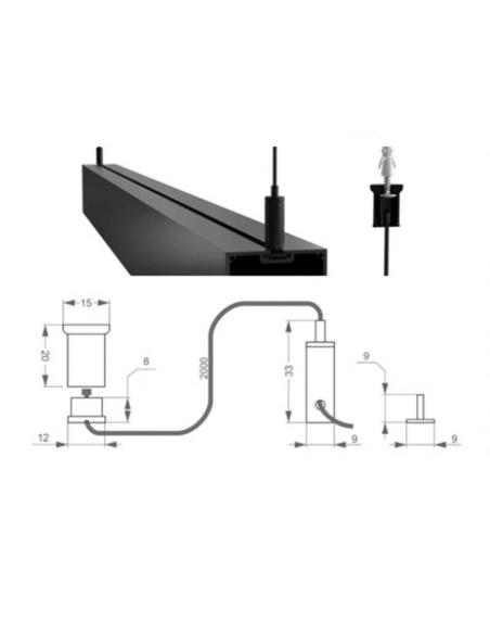 Set de 2 cables de suspensión 2m para perfiles y carriles