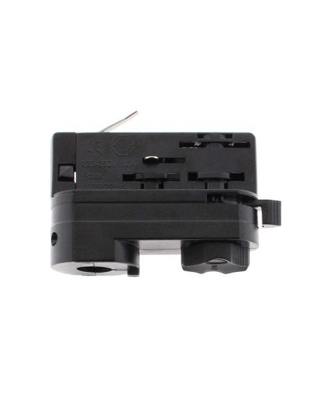 Conector foco a carril trifásico, negro