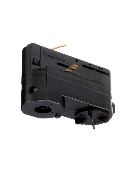Conector foco a carril trifásico, negro