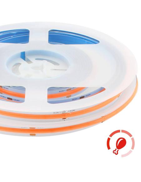 Tira LED Monocolor COB, DC24V, 5m (512Led/m), 60W, IP20, Carnes y frutas