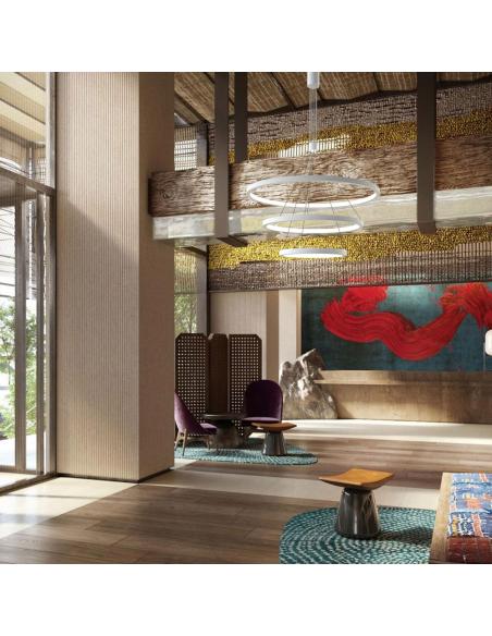 Luminaria colgante TRICYCLE IN, 108W, blanco, Ø807+Ø600+Ø395mm, TRIAC regulable