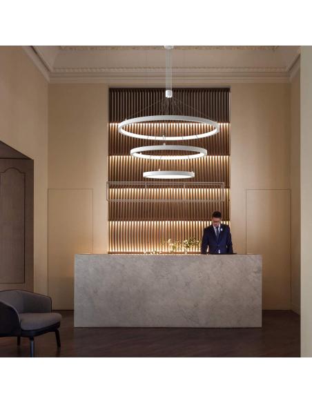 Luminaria colgante TRICYCLE IN, 108W, blanco, Ø807+Ø600+Ø395mm, TRIAC regulable